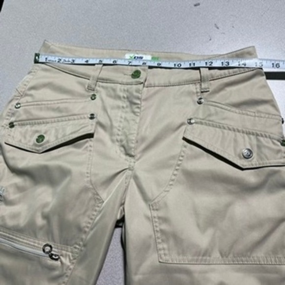 Daily Sports XDS Khaki Cropped Cargo Pants Womens 6 Tan Capri Utility Ankle Zip - Picture 15 of 16